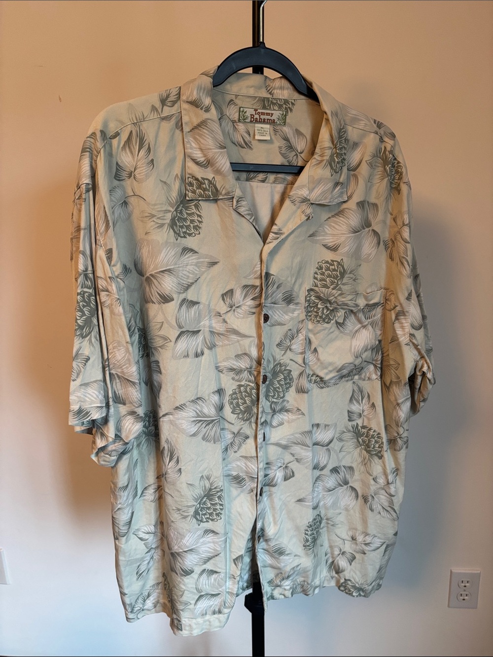 Tommy Bahama Sage Green Tropical Print Short-Sleeve Button Shirt
